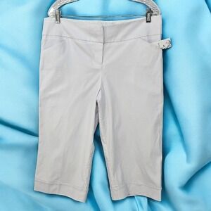 Halo Capri Pants Cropped White Stretch Career Casual Woman 14‎ Preppy Minimalist